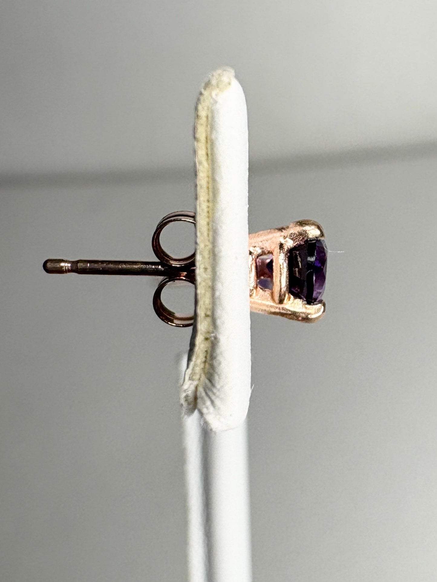 Amethyst Four Peaks Mine Arizona Stud Earrings in Rose Gold 4mm - NewLifeJewelryVault