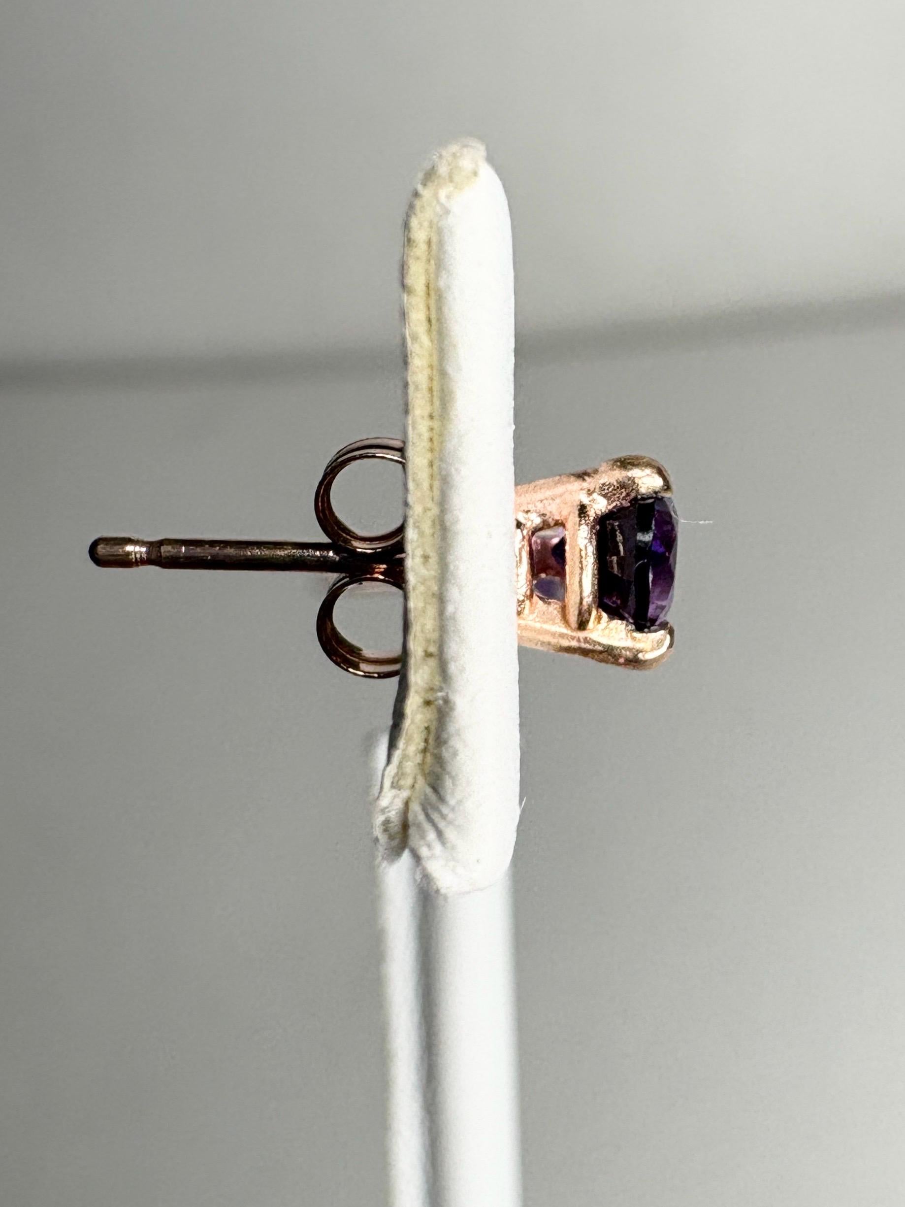 Amethyst Four Peaks Mine Arizona Stud Earrings in Rose Gold 4mm - NewLifeJewelryVault