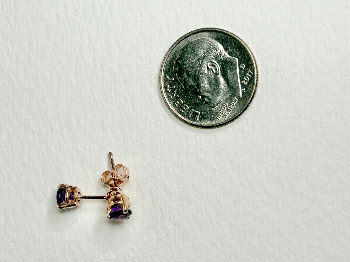 Amethyst Four Peaks Mine Arizona Stud Earrings in Rose Gold 4mm - NewLifeJewelryVault