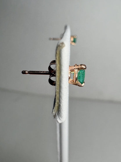 Natural Emerald Stud Earrings in Rose Gold 4mm - NewLifeJewelryVault