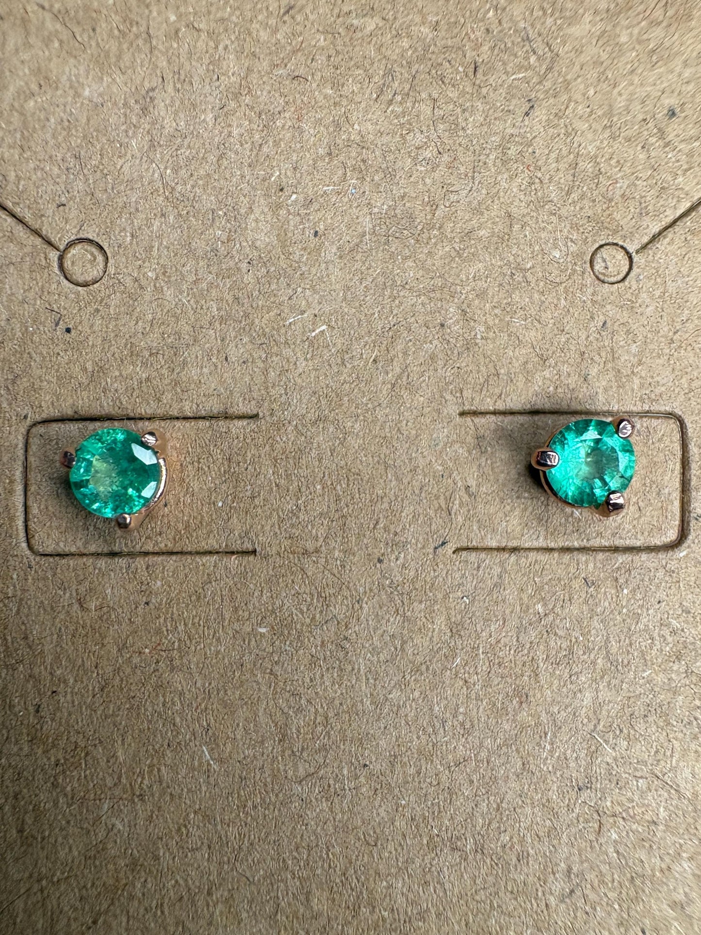 Natural Emerald Stud Earrings in Rose Gold 4mm - NewLifeJewelryVault