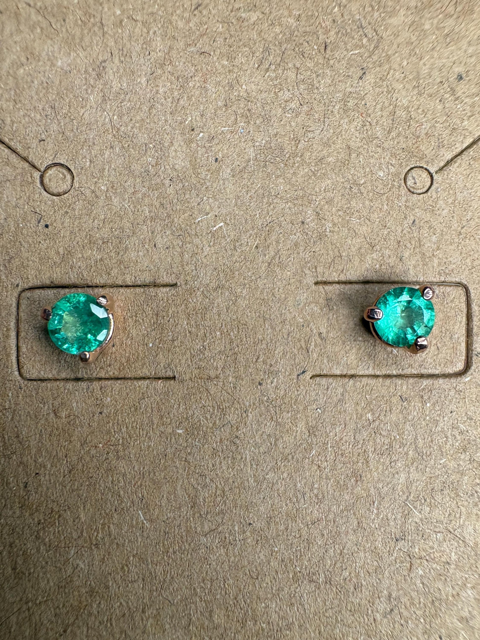Natural Emerald Stud Earrings in Rose Gold 4mm - NewLifeJewelryVault