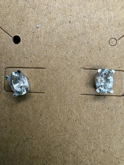 Petalite Stud Earrings 14k White Gold 6x4mm - NewLifeJewelryVault