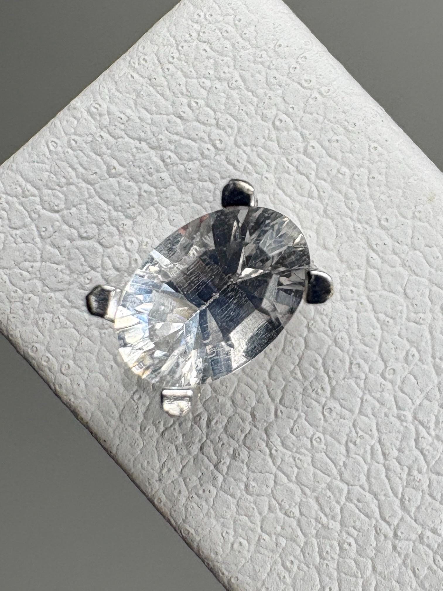 Petalite Stud Earrings 14k White Gold 6x4mm - NewLifeJewelryVault