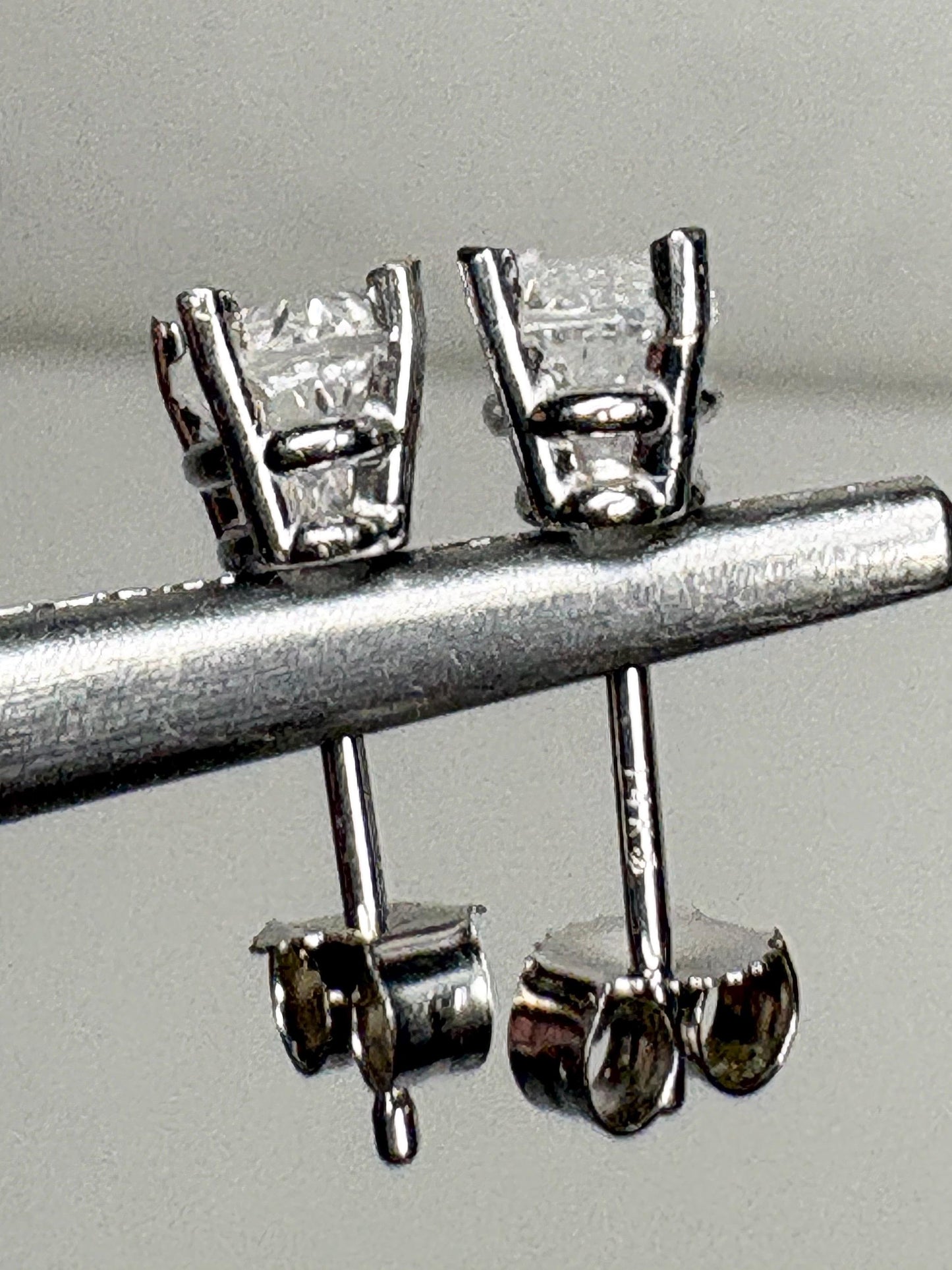 Petalite Stud Earrings 14k White Gold 6x4mm - NewLifeJewelryVault
