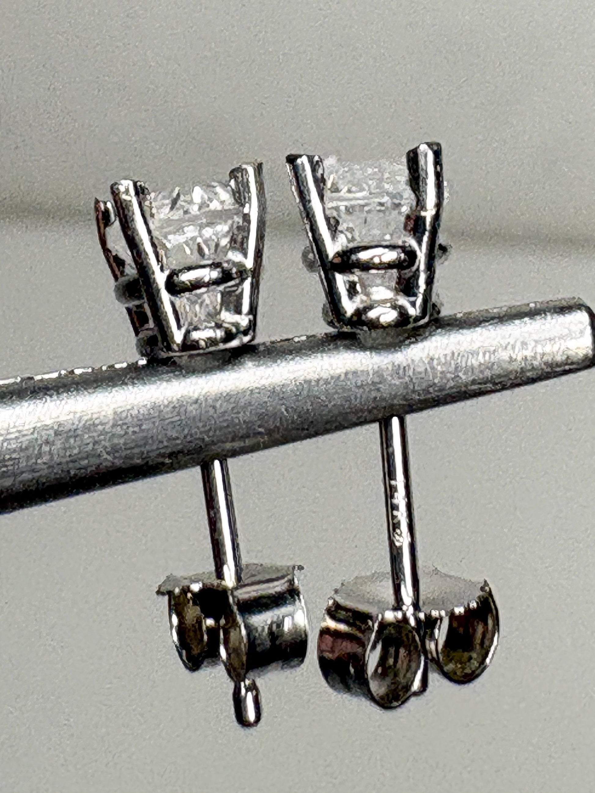 Petalite Stud Earrings 14k White Gold 6x4mm - NewLifeJewelryVault