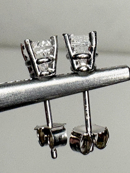 Petalite Stud Earrings 14k White Gold 6x4mm - NewLifeJewelryVault