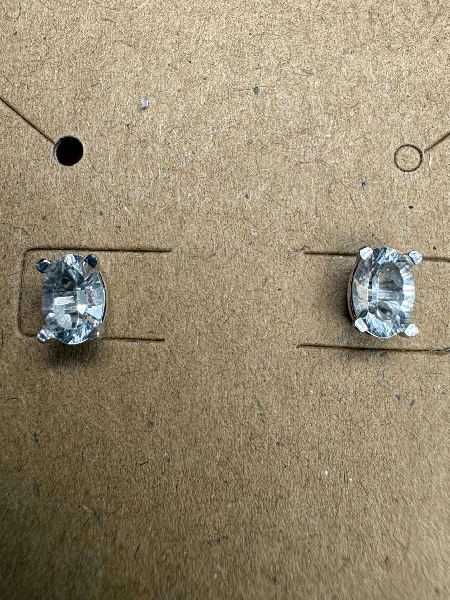 Petalite Stud Earrings 14k White Gold 6x4mm - NewLifeJewelryVault