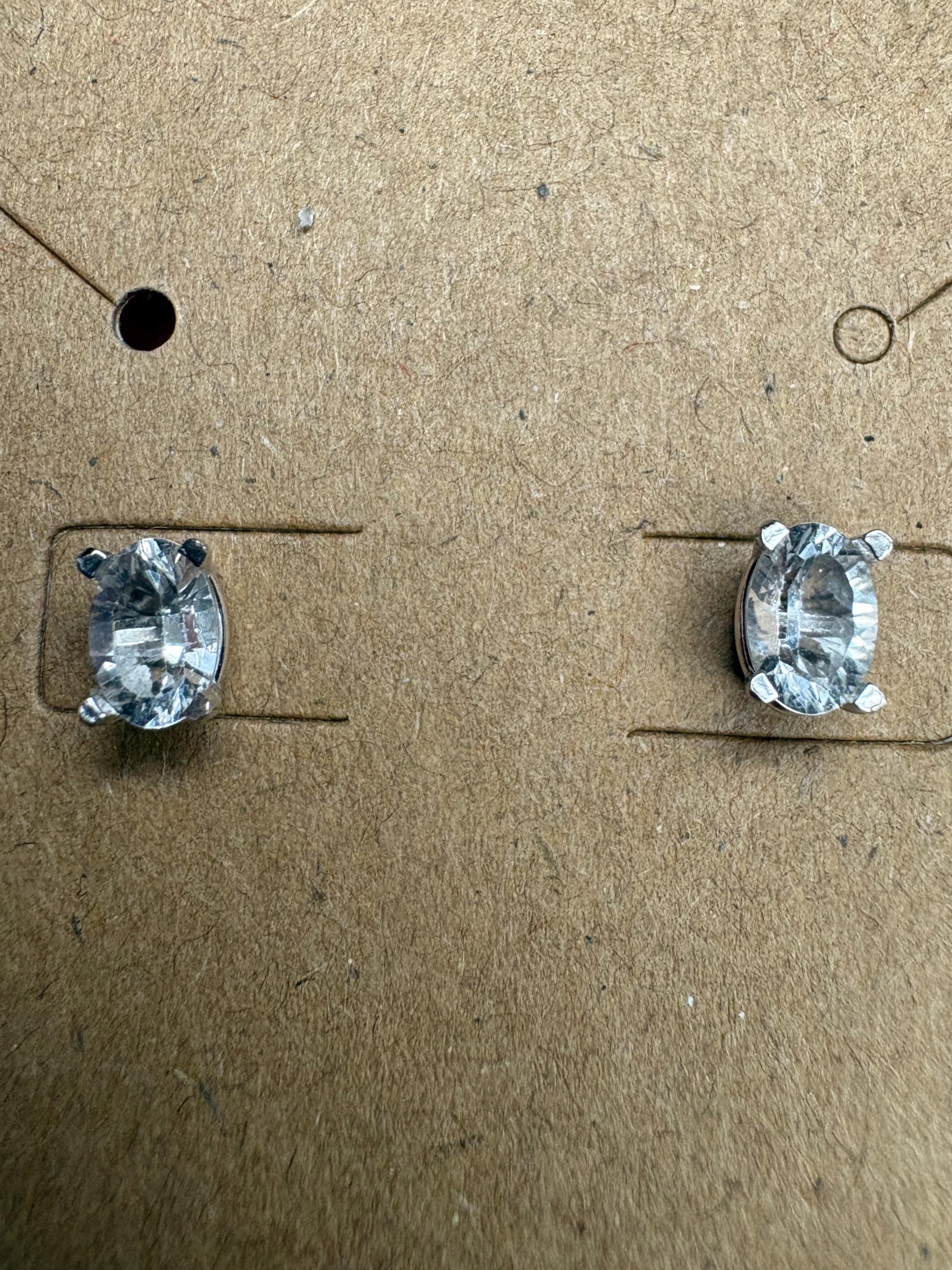 Petalite Stud Earrings 14k White Gold 6x4mm - NewLifeJewelryVault