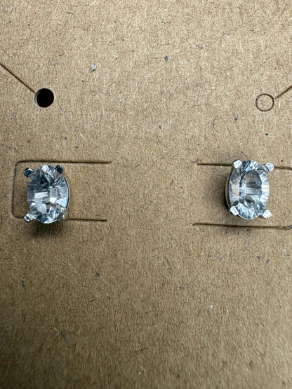 Petalite Stud Earrings 14k White Gold 6x4mm - NewLifeJewelryVault