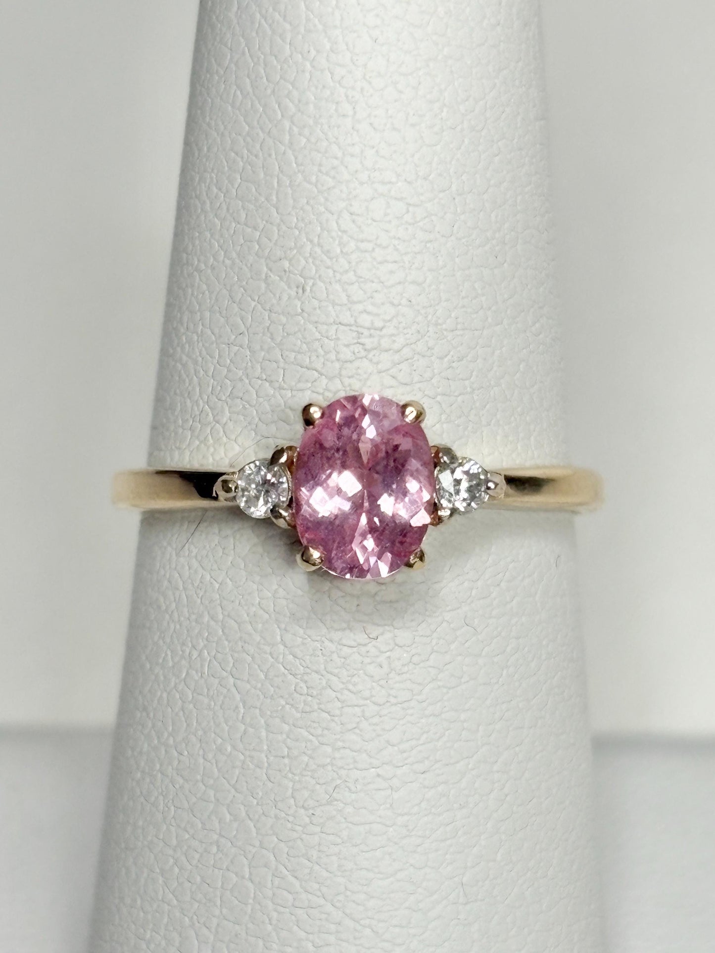 Natural Pink Spinel and Diamond Ring 9k size 7 - NewLifeJewelryVault