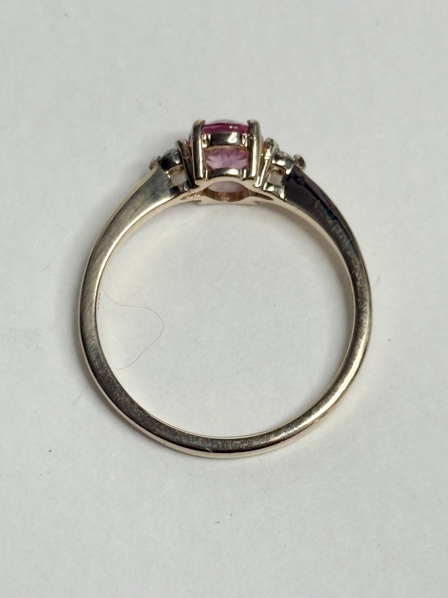 Natural Pink Spinel and Diamond Ring 9k size 7 - NewLifeJewelryVault