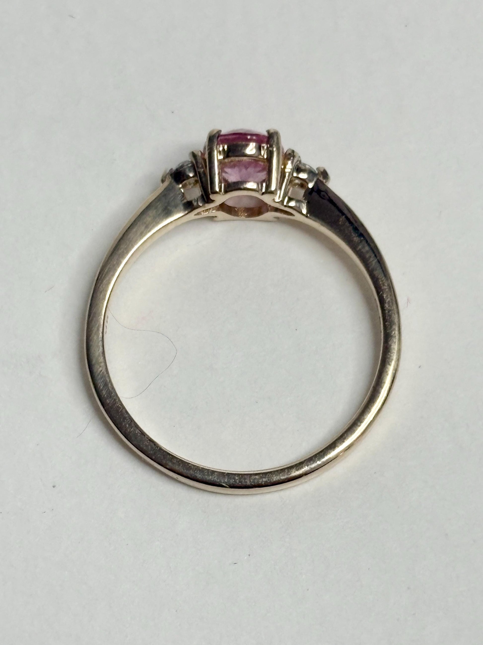 Natural Pink Spinel and Diamond Ring 9k size 7 - NewLifeJewelryVault