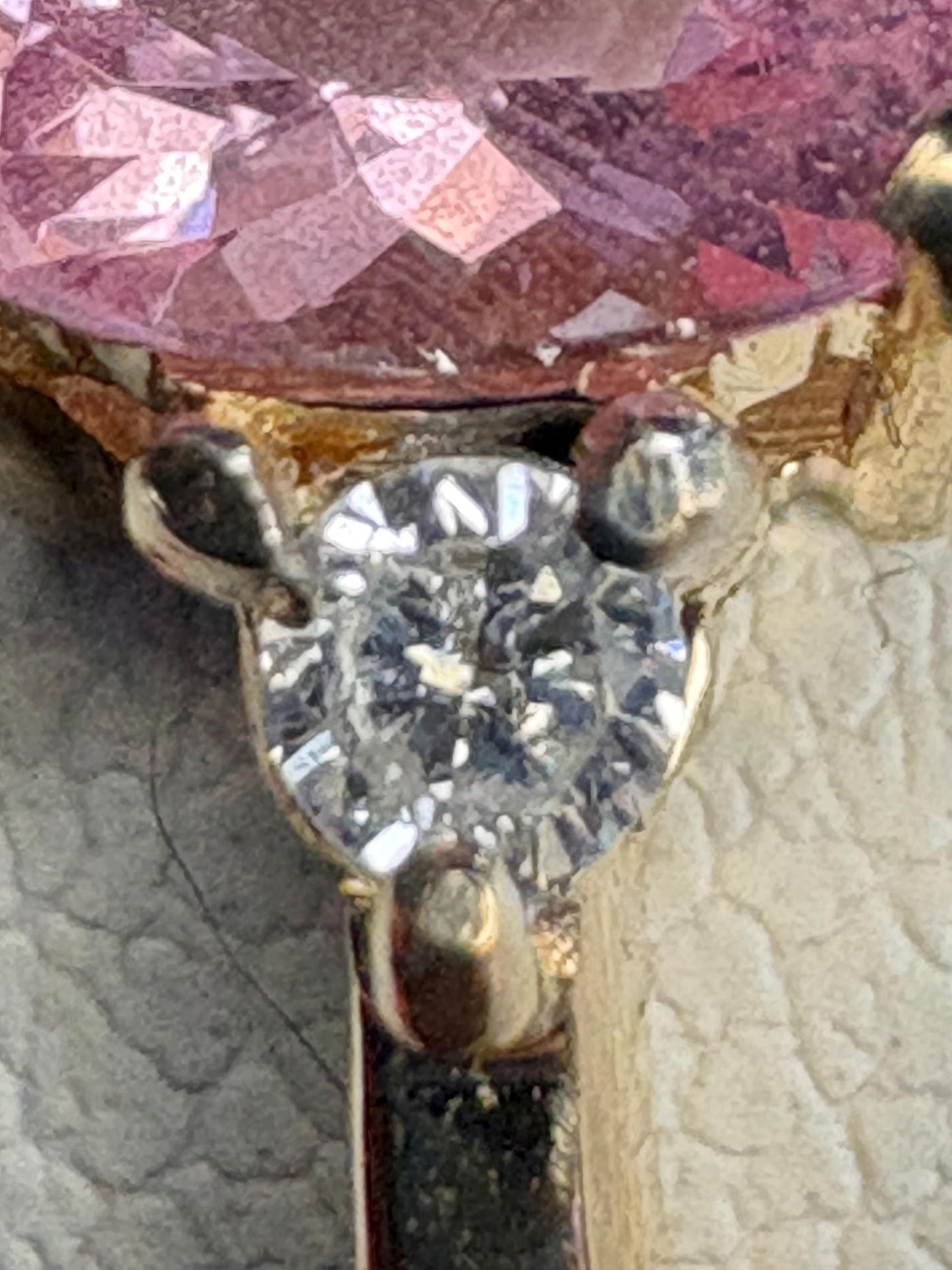 Natural Pink Spinel and Diamond Ring 9k size 7 - NewLifeJewelryVault