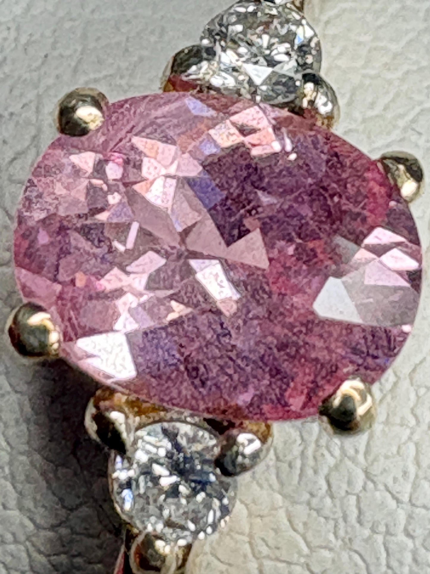 Natural Pink Spinel and Diamond Ring 9k size 7 - NewLifeJewelryVault