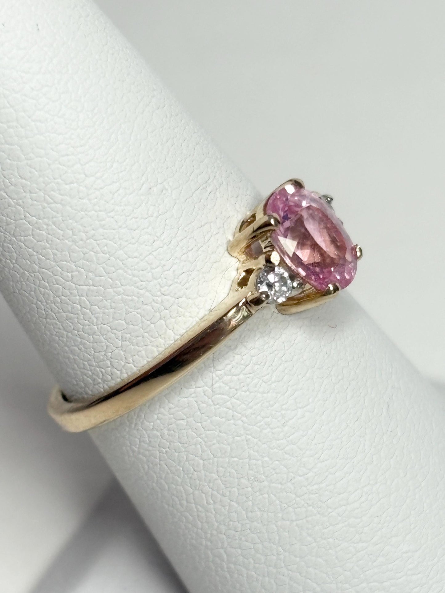 Natural Pink Spinel and Diamond Ring 9k size 7 - NewLifeJewelryVault