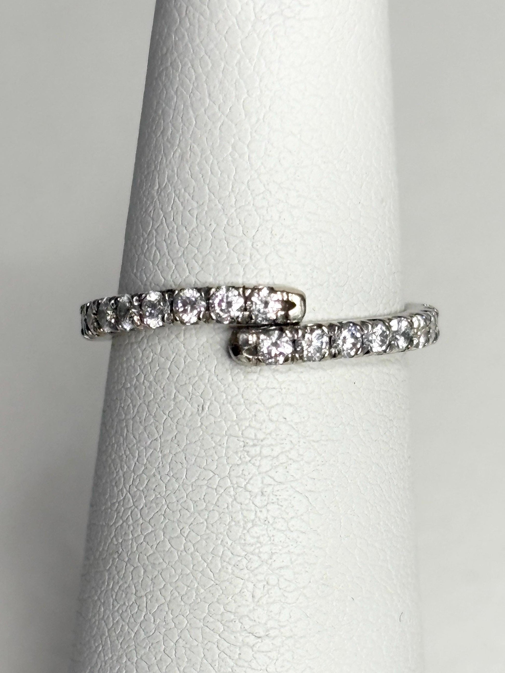 Natural Diamond Bypass Ring Solid 14k White Gold .40ctw size 4 - NewLifeJewelryVault