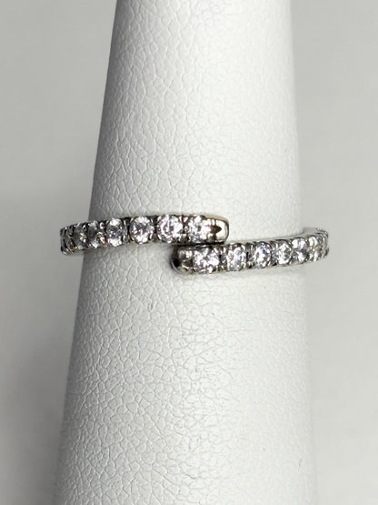 Natural Diamond Bypass Ring Solid 14k White Gold .40ctw size 4 - NewLifeJewelryVault