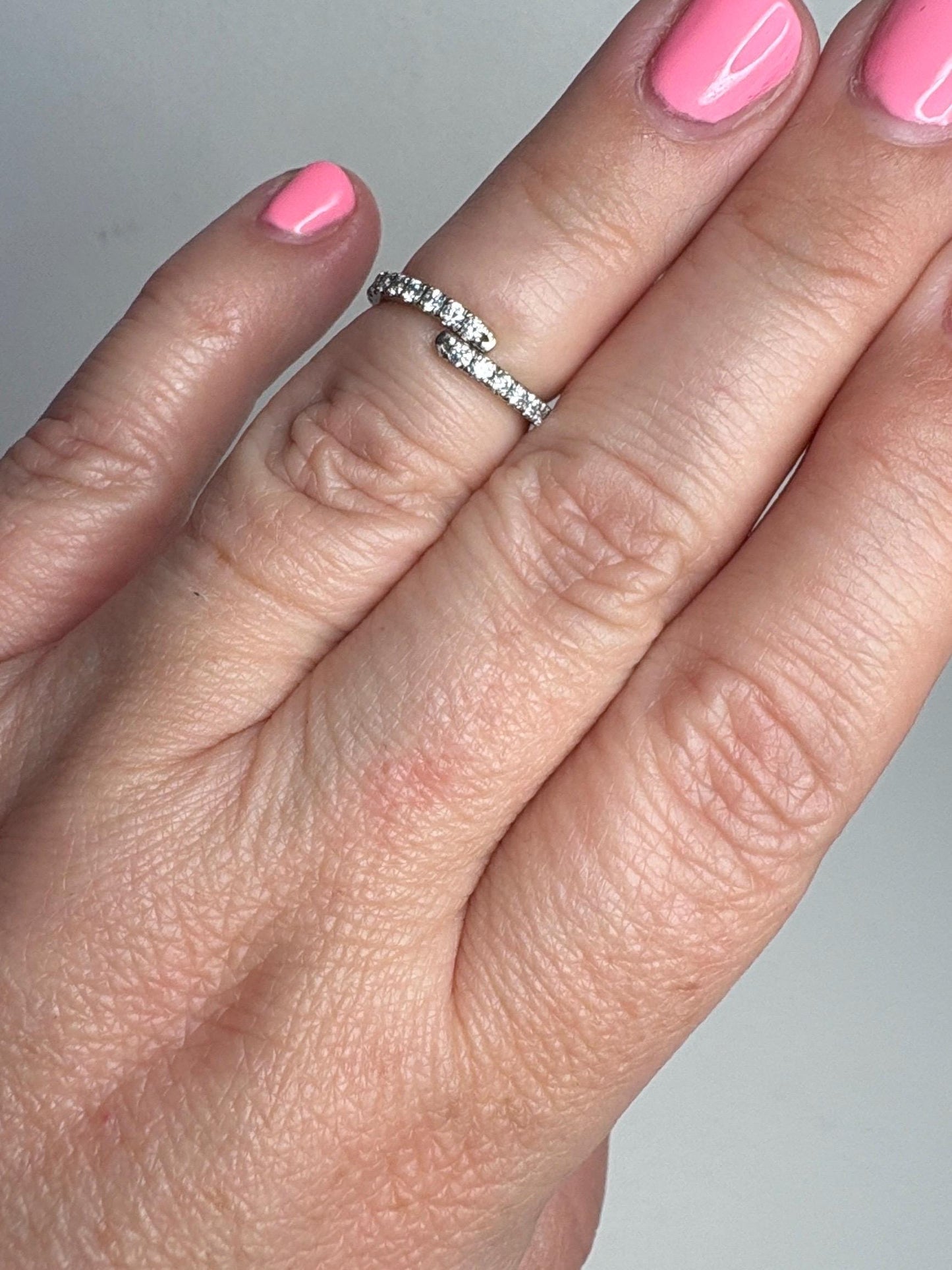 Natural Diamond Bypass Ring Solid 14k White Gold .40ctw size 4 - NewLifeJewelryVault