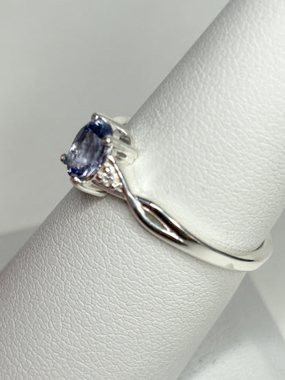 Tanzanite Solitaire Ring Sterling Silver size 7 - NewLifeJewelryVault