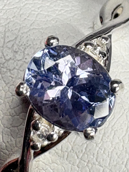 Tanzanite Solitaire Ring Sterling Silver size 7 - NewLifeJewelryVault