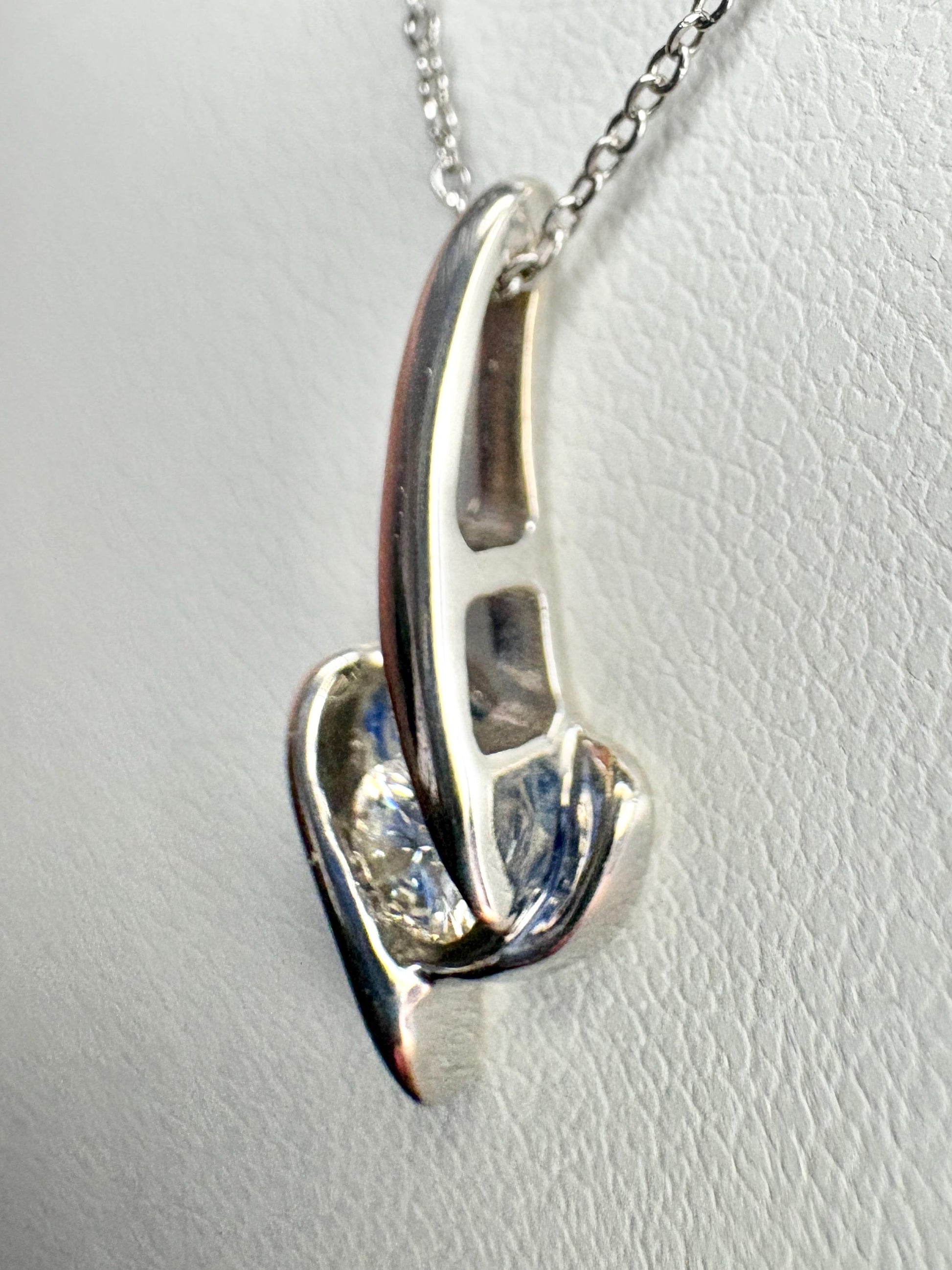 Natural Diamond Solitaire Pendant by Sirena Diamond 1/7ct on Monica Vinader Chain 14k White Gold Adjustable 16/17/18" - NewLifeJewelryVault