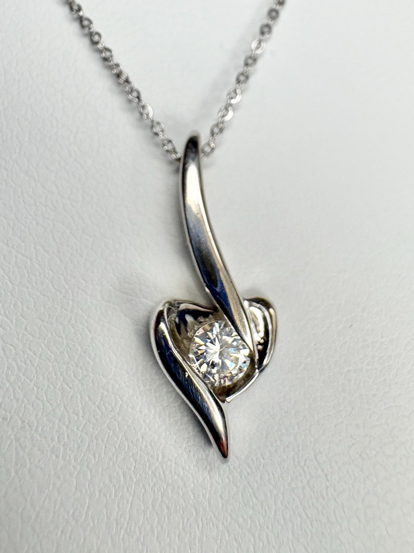 Natural Diamond Solitaire Pendant by Sirena Diamond 1/7ct on Monica Vinader Chain 14k White Gold Adjustable 16/17/18" - NewLifeJewelryVault