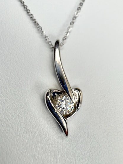 Natural Diamond Solitaire Pendant by Sirena Diamond 1/7ct on Monica Vinader Chain 14k White Gold Adjustable 16/17/18" - NewLifeJewelryVault