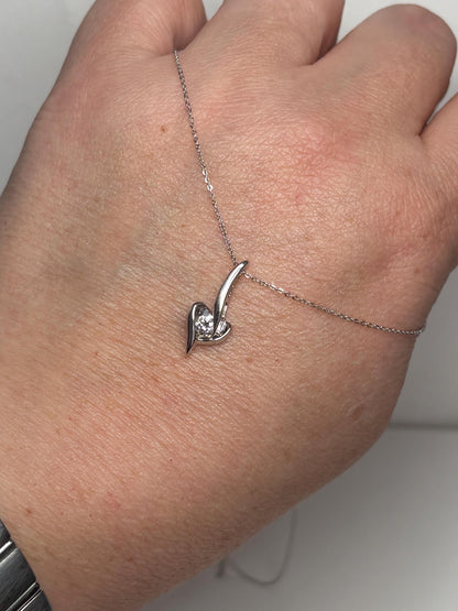 Natural Diamond Solitaire Pendant by Sirena Diamond 1/7ct on Monica Vinader Chain 14k White Gold Adjustable 16/17/18" - NewLifeJewelryVault