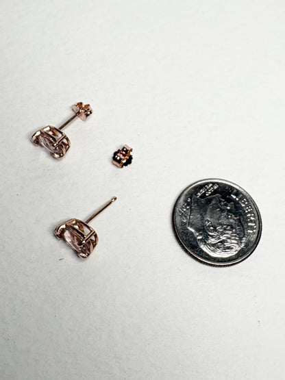 Morganite Stud Earrings Pear Tear Shape 14k Rose Gold 8x5mm - NewLifeJewelryVault