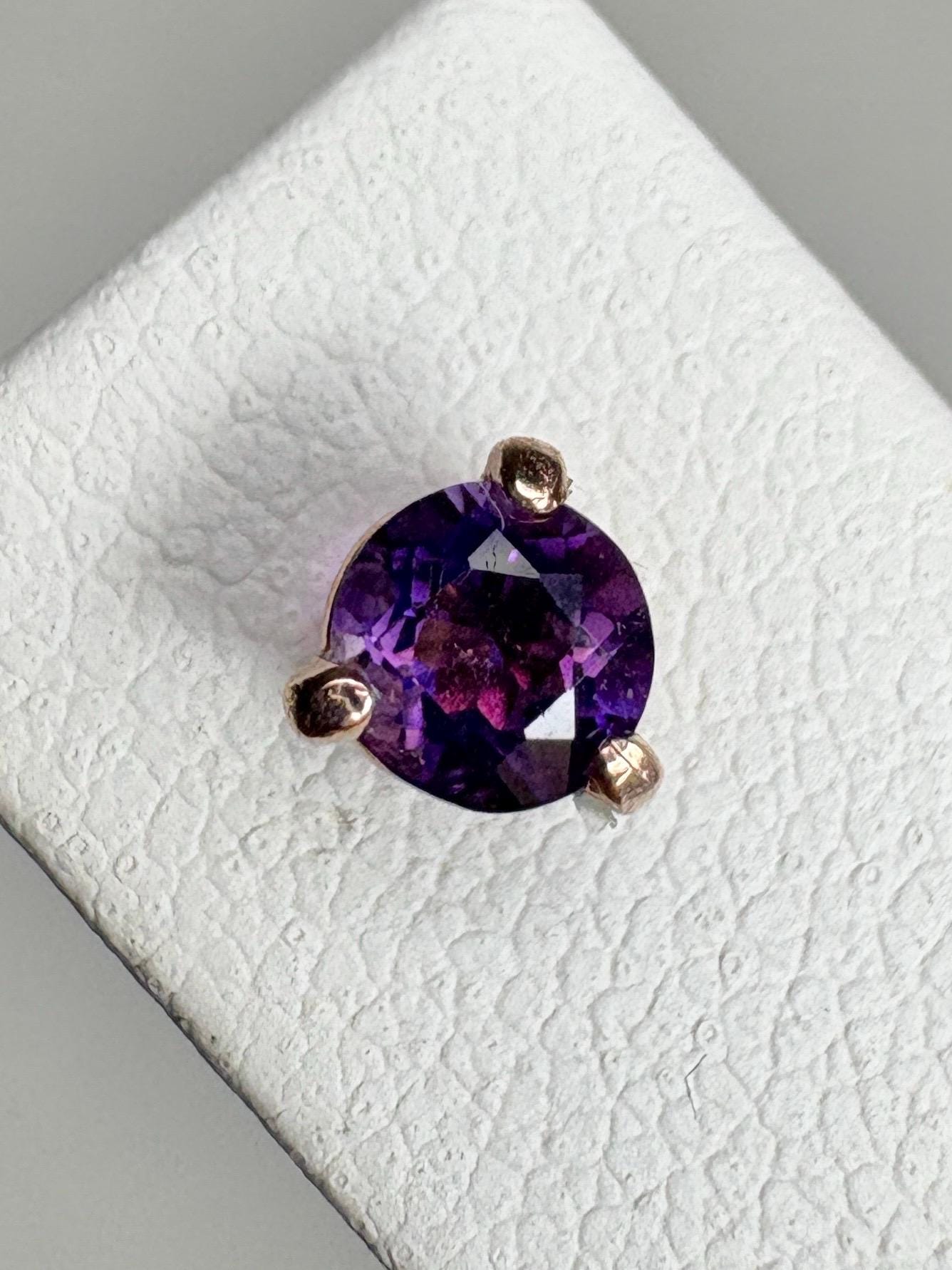 Amethyst Four Peaks Mine Arizona Stud Earrings in Rose Gold 4mm - NewLifeJewelryVault