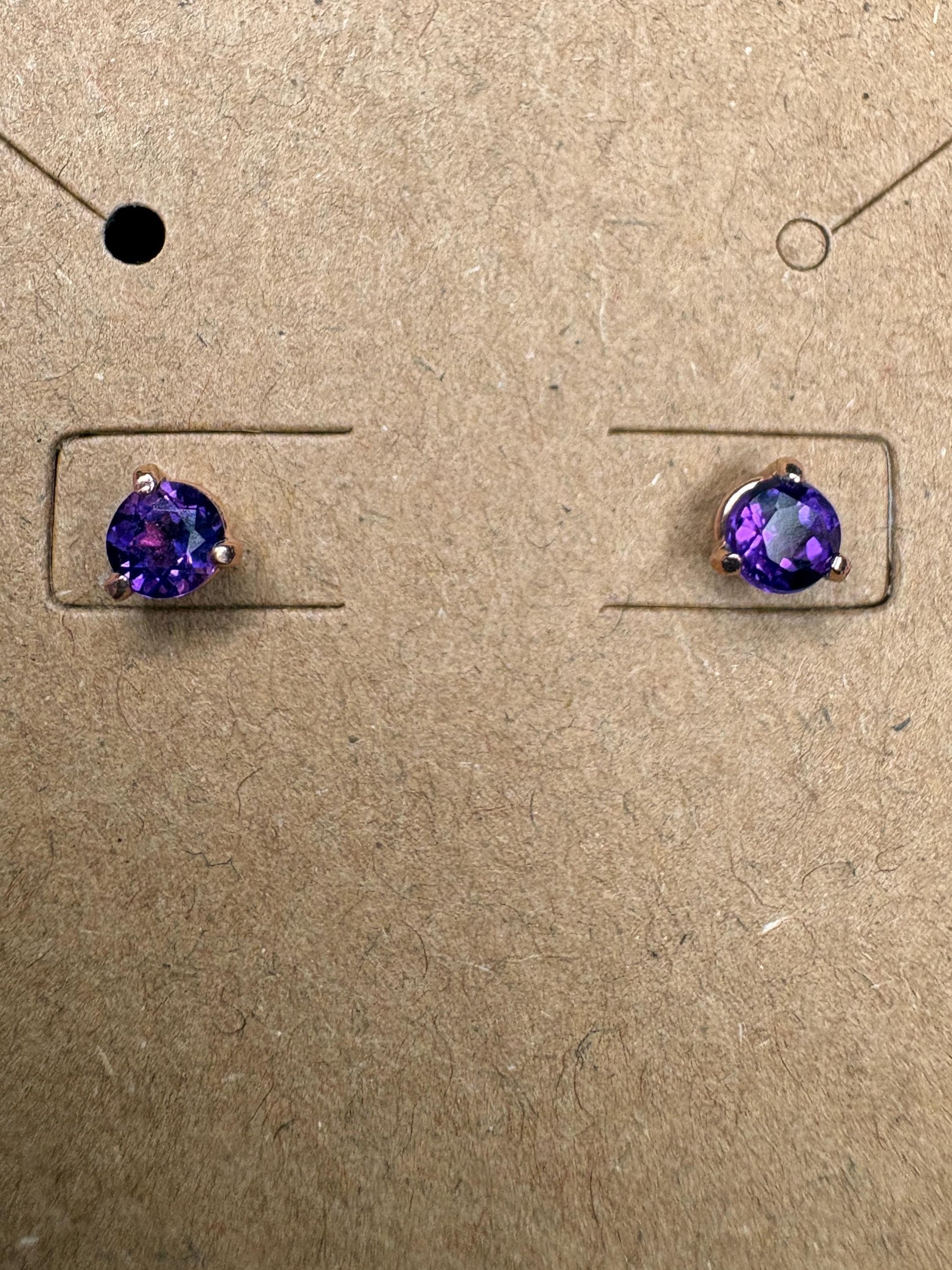 Amethyst Four Peaks Mine Arizona Stud Earrings in Rose Gold 4mm - NewLifeJewelryVault