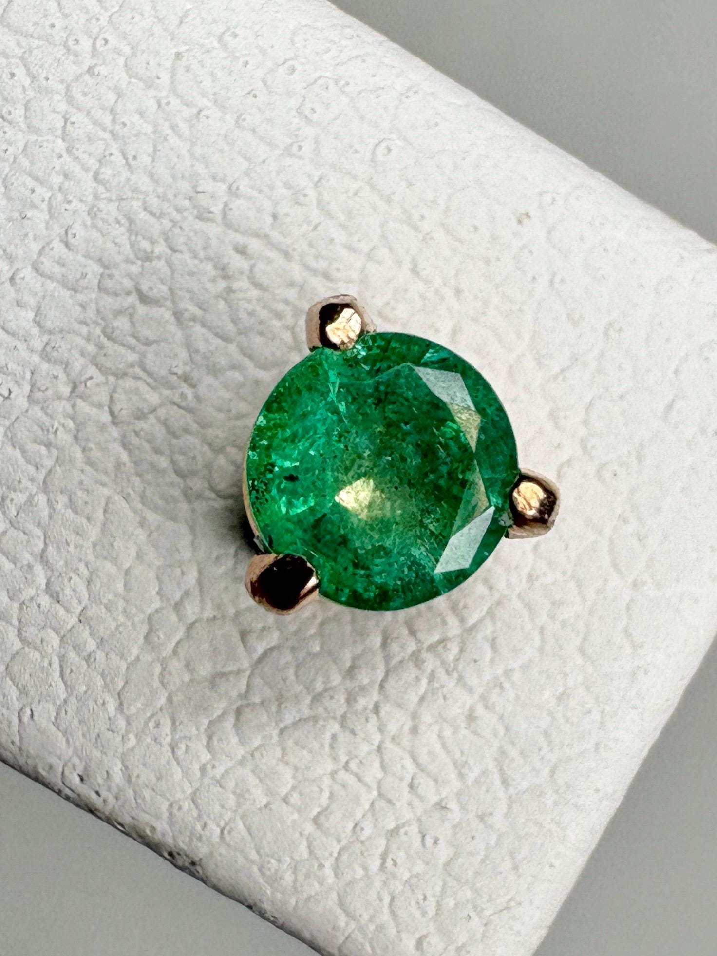 Natural Emerald Stud Earrings in Rose Gold 4mm - NewLifeJewelryVault
