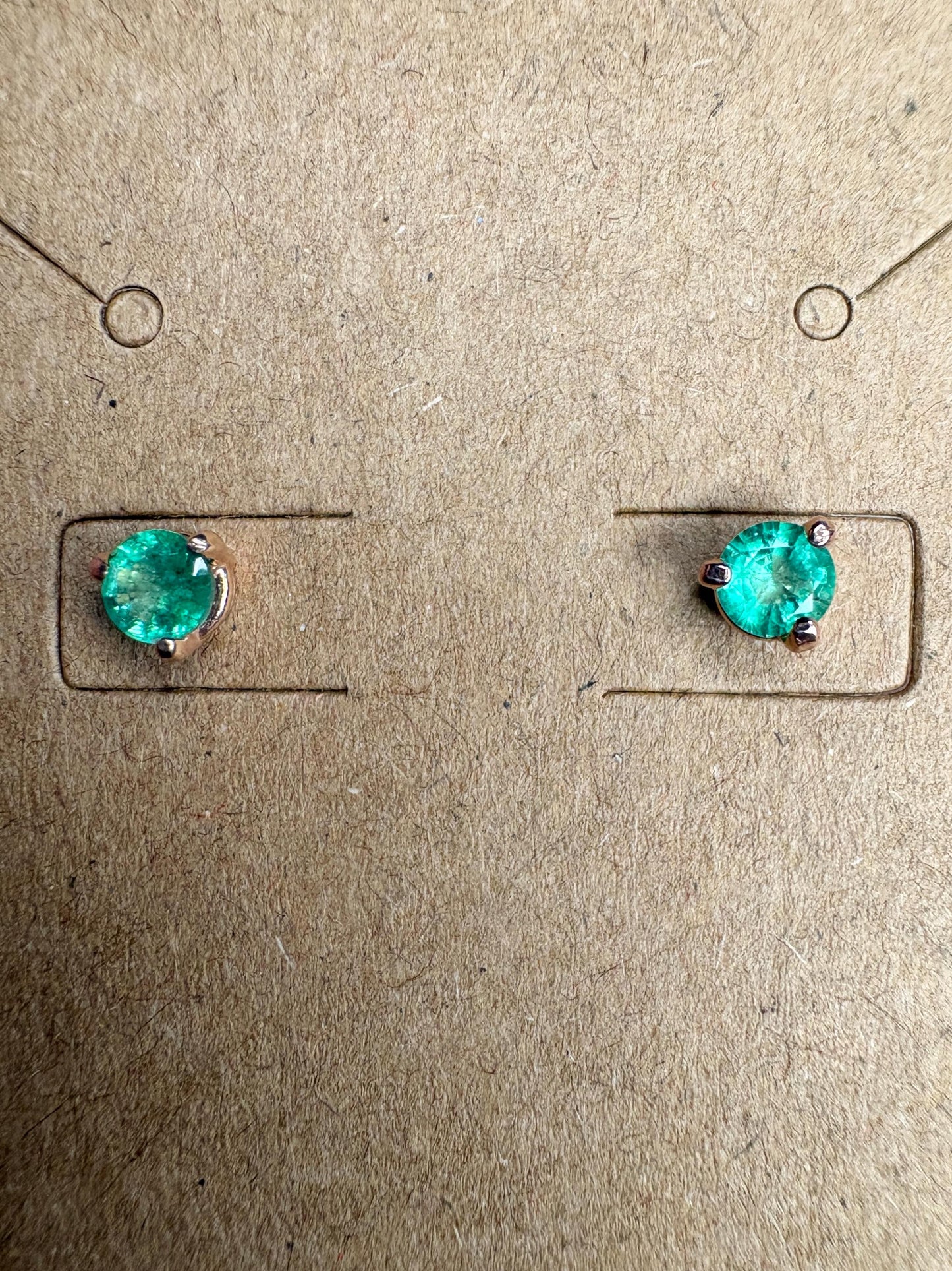 Natural Emerald Stud Earrings in Rose Gold 4mm - NewLifeJewelryVault