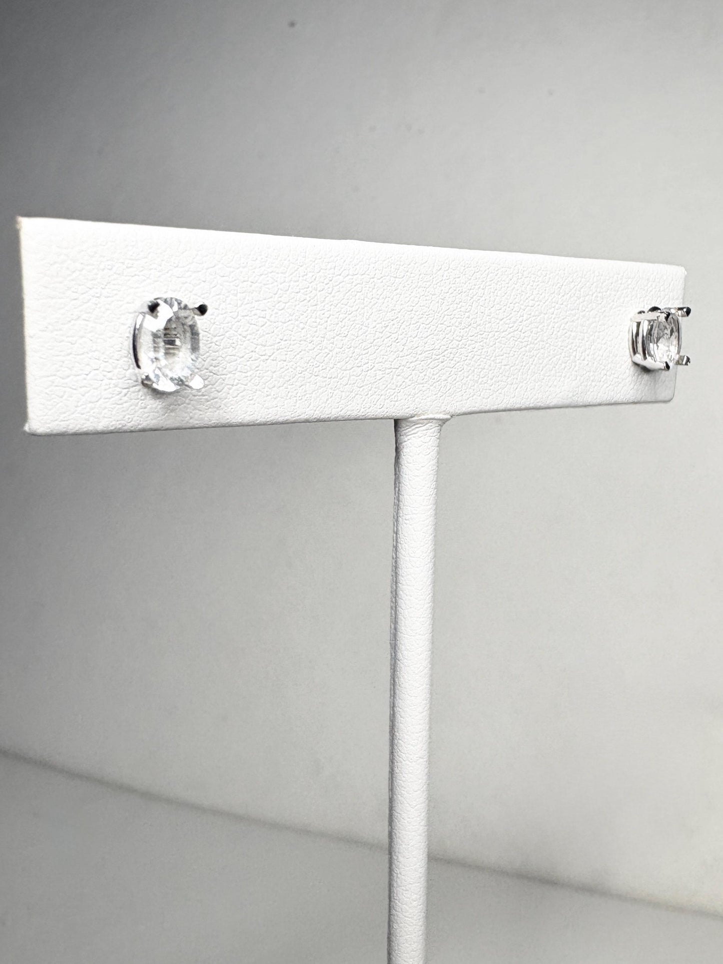 Petalite Stud Earrings 14k White Gold 6x4mm - NewLifeJewelryVault