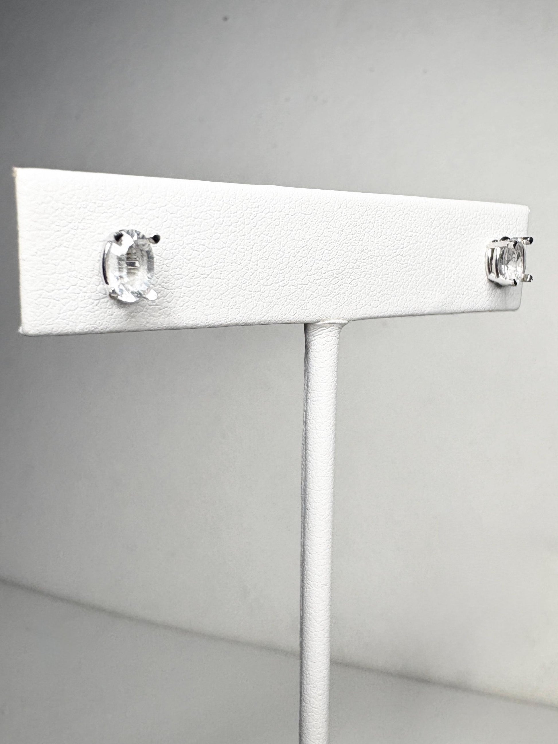 Petalite Stud Earrings 14k White Gold 6x4mm - NewLifeJewelryVault
