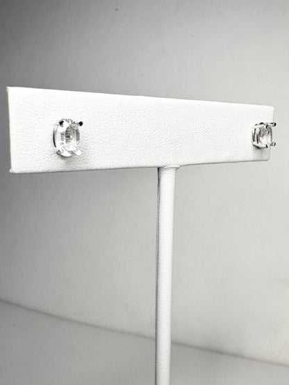 Petalite Stud Earrings 14k White Gold 6x4mm - NewLifeJewelryVault