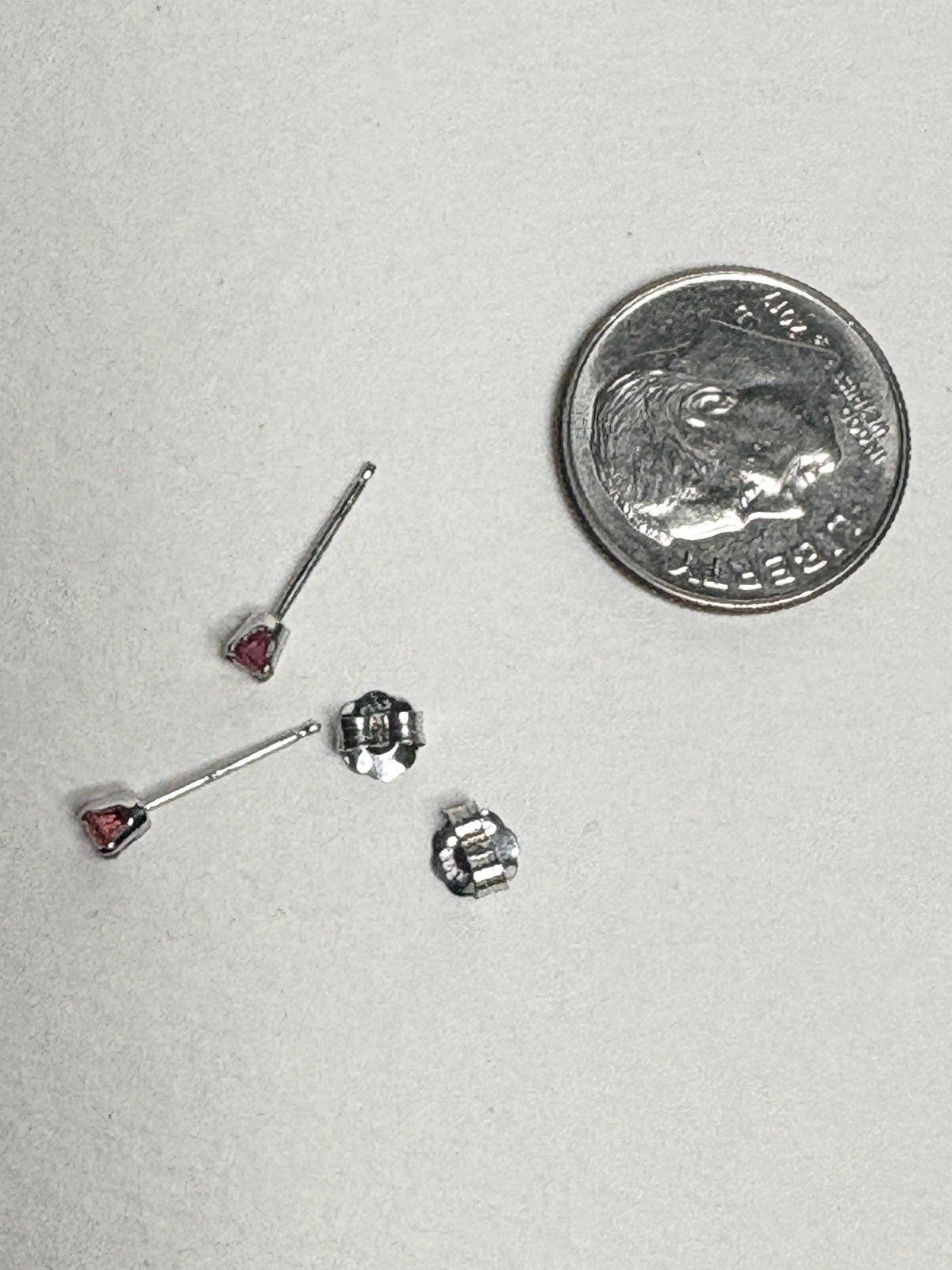 Padparadscha Colored Sapphire Stud Earrings in Solid 14k White Gold 2.75mm - NewLifeJewelryVault
