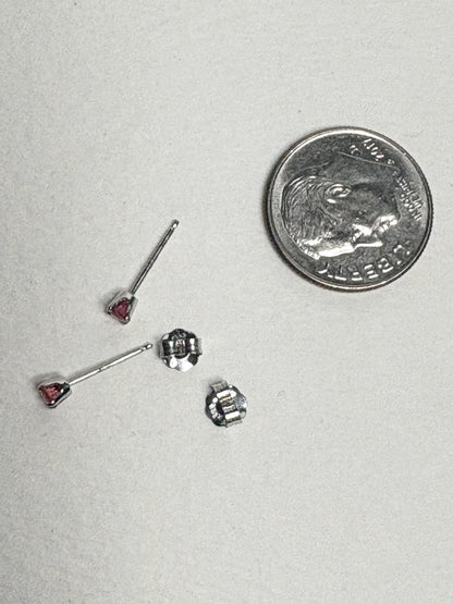 Padparadscha Colored Sapphire Stud Earrings in Solid 14k White Gold 2.75mm - NewLifeJewelryVault