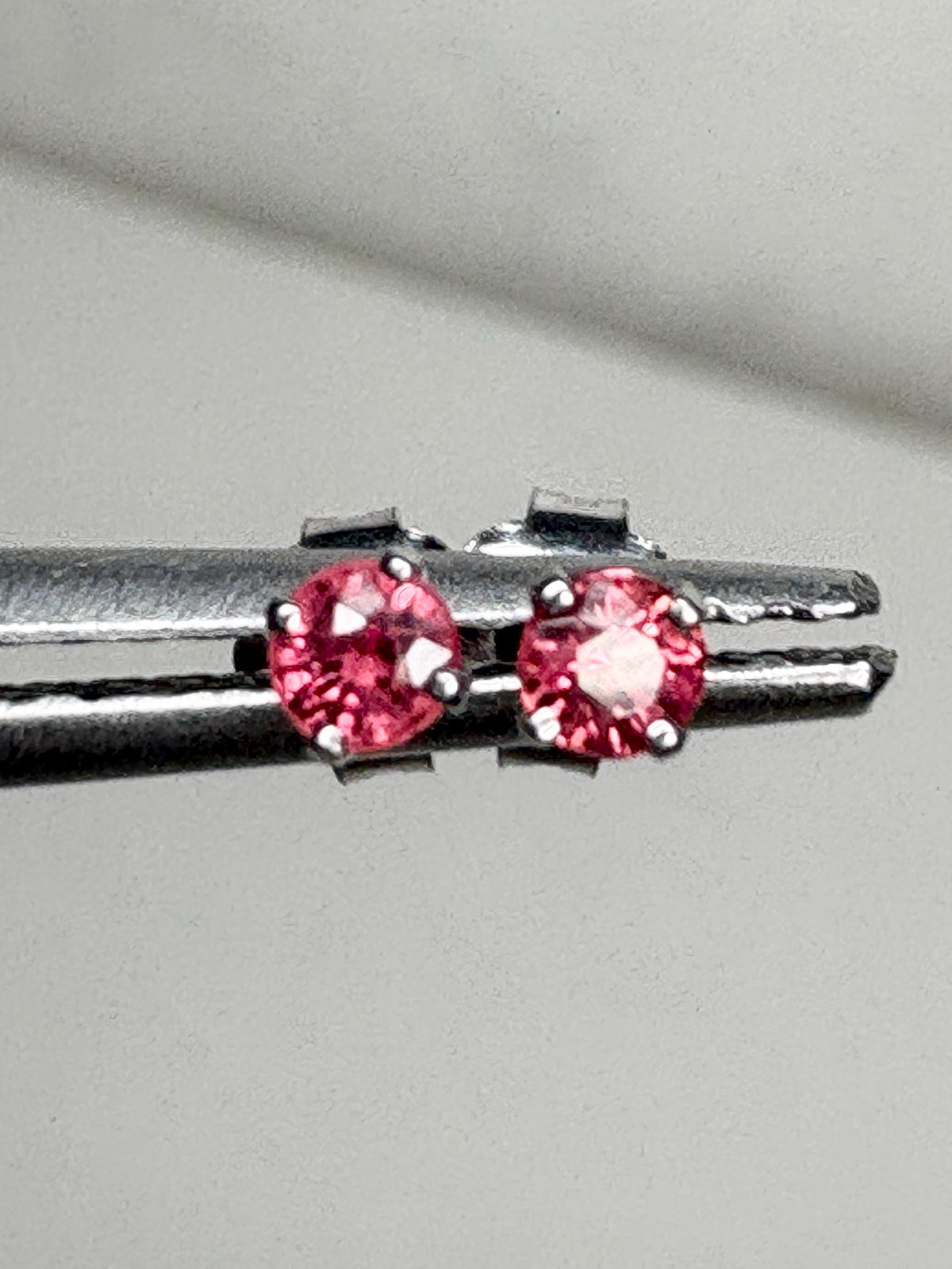 Padparadscha Colored Sapphire Stud Earrings in Solid 14k White Gold 2.75mm - NewLifeJewelryVault