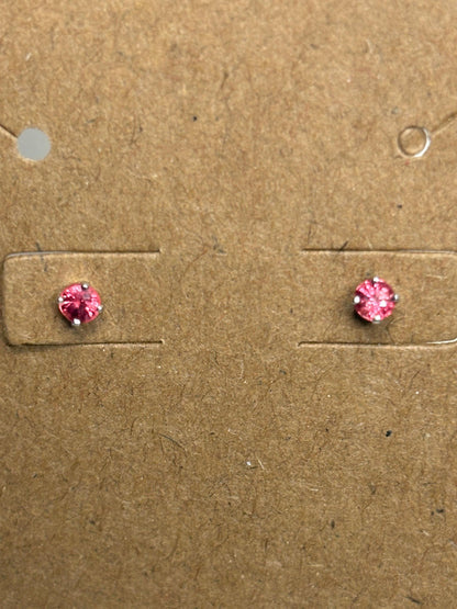 Padparadscha Colored Sapphire Stud Earrings in Solid 14k White Gold 2.75mm - NewLifeJewelryVault