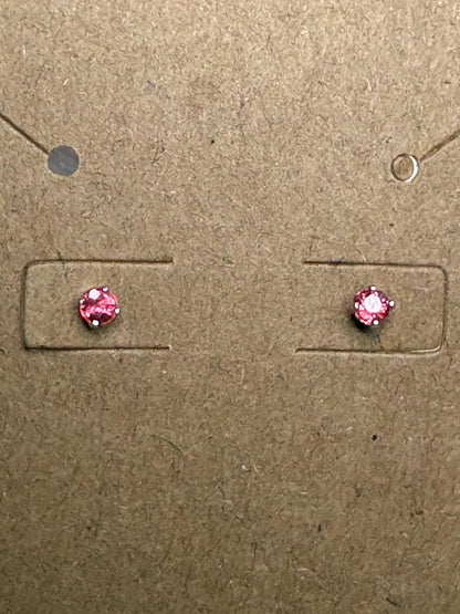 Padparadscha Colored Sapphire Stud Earrings in Solid 14k White Gold 2.75mm - NewLifeJewelryVault