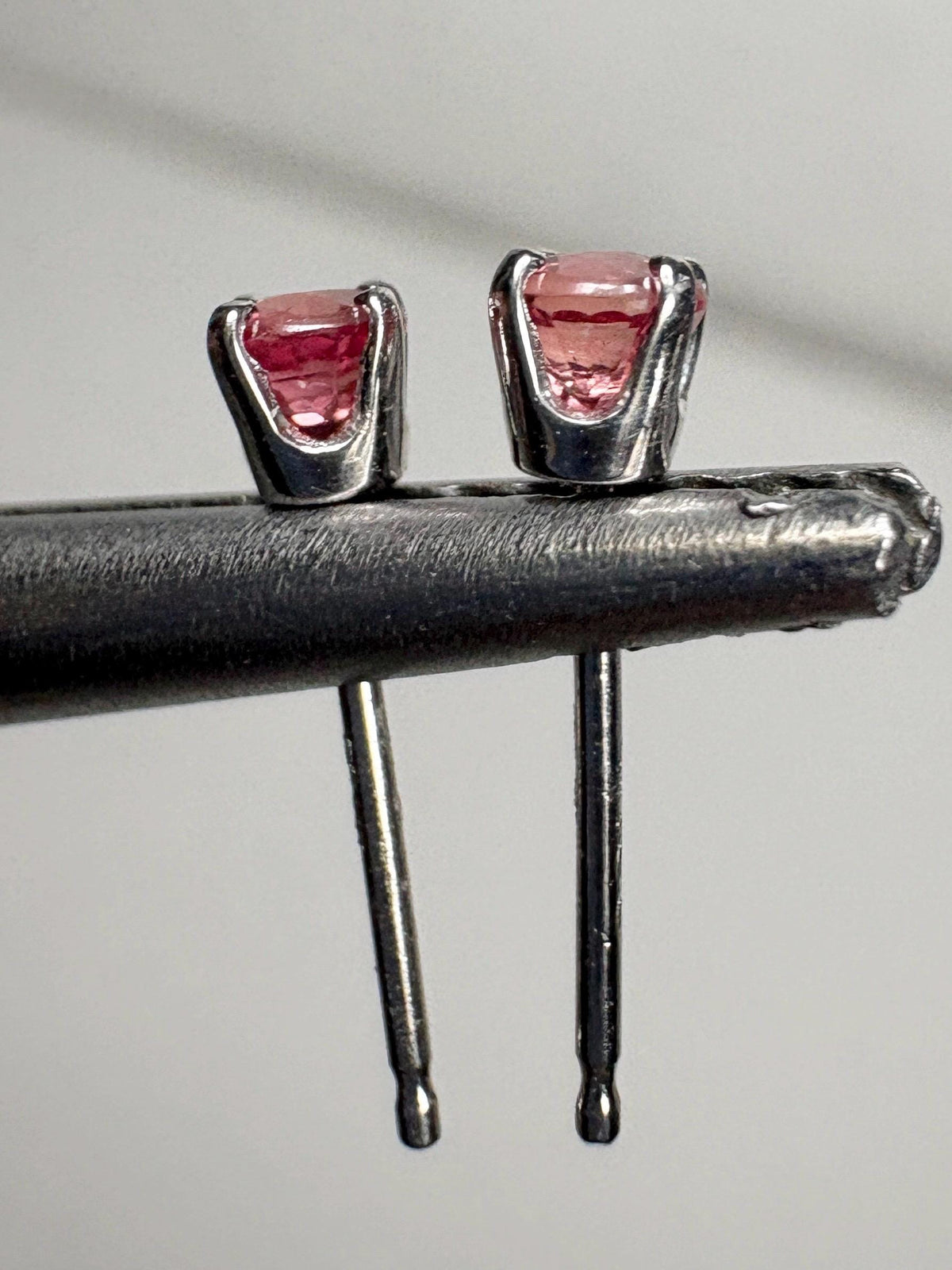 Padparadscha Colored Sapphire Stud Earrings in Solid 14k White Gold 2.75mm - NewLifeJewelryVault