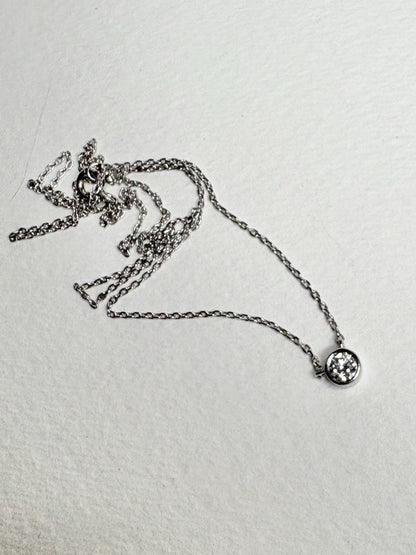 Bezel Set Diamond Pendant Necklace Sterling Silver .25ct 18" - NewLifeJewelryVault