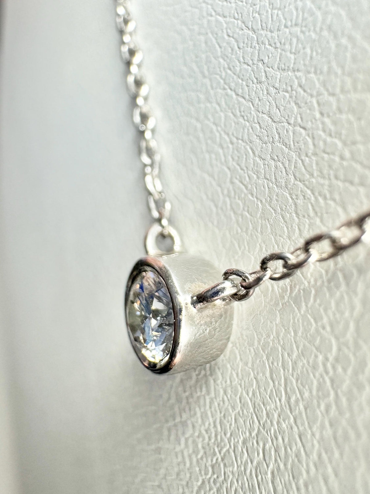 Bezel Set Diamond Pendant Necklace Sterling Silver .25ct 18" - NewLifeJewelryVault