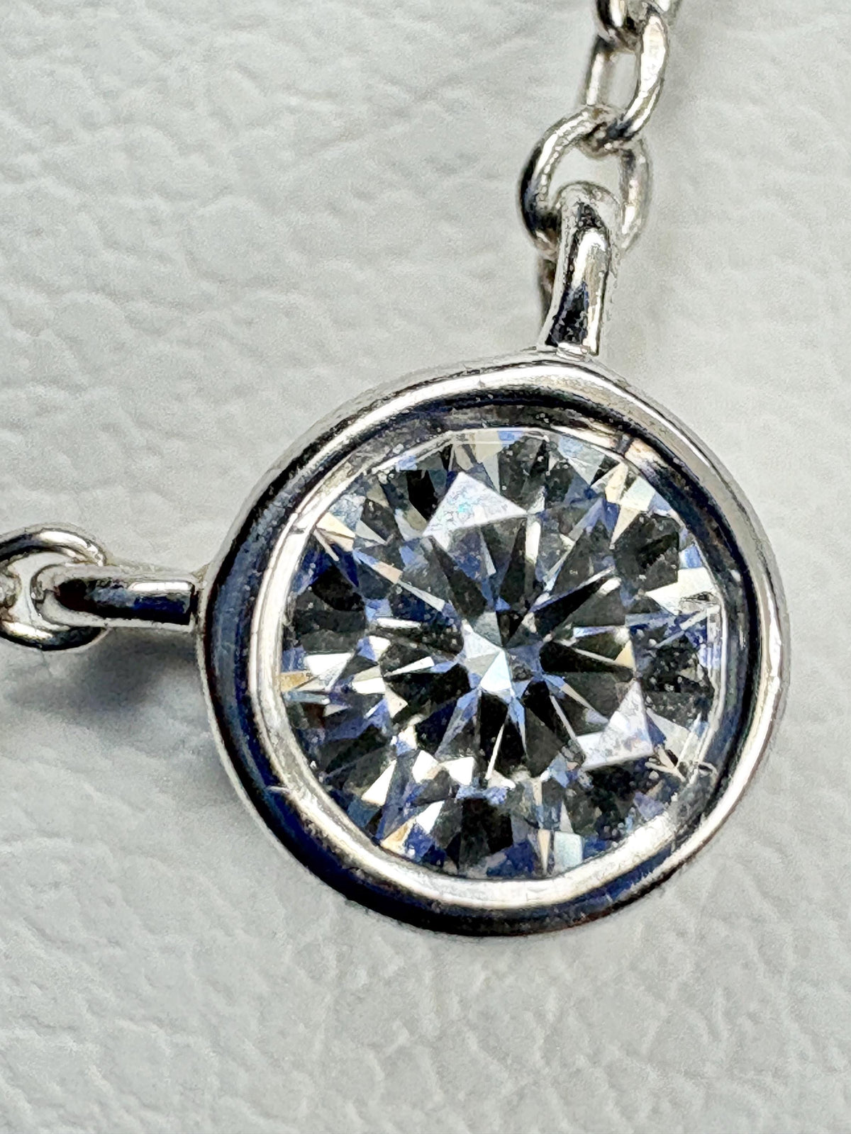 Bezel Set Diamond Pendant Necklace Sterling Silver .25ct 18" - NewLifeJewelryVault