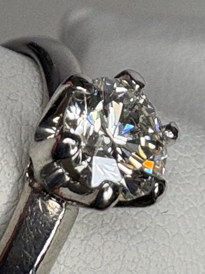 Natural Diamond Solitaire 6mm in 6 Prong Knife Edge Solid 950 Platinum band Ring size 7.25 - NewLifeJewelryVault