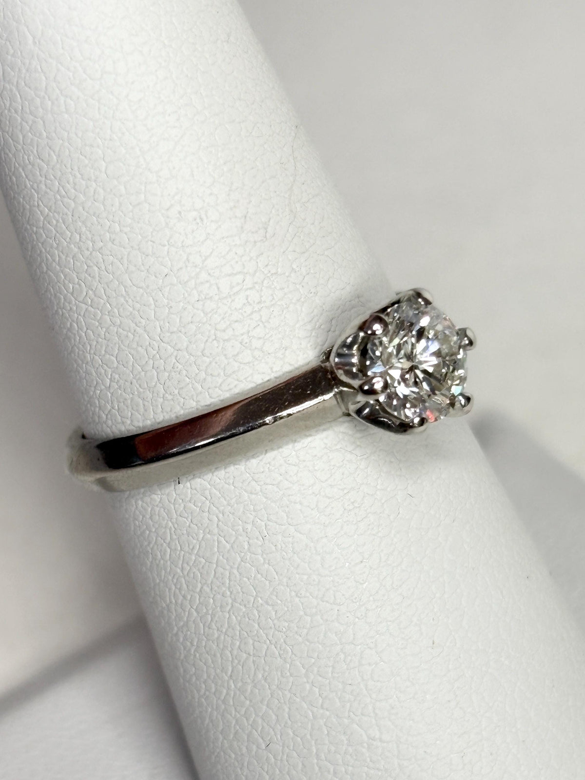 Natural Diamond Solitaire 6mm in 6 Prong Knife Edge Solid 950 Platinum band Ring size 7.25 - NewLifeJewelryVault