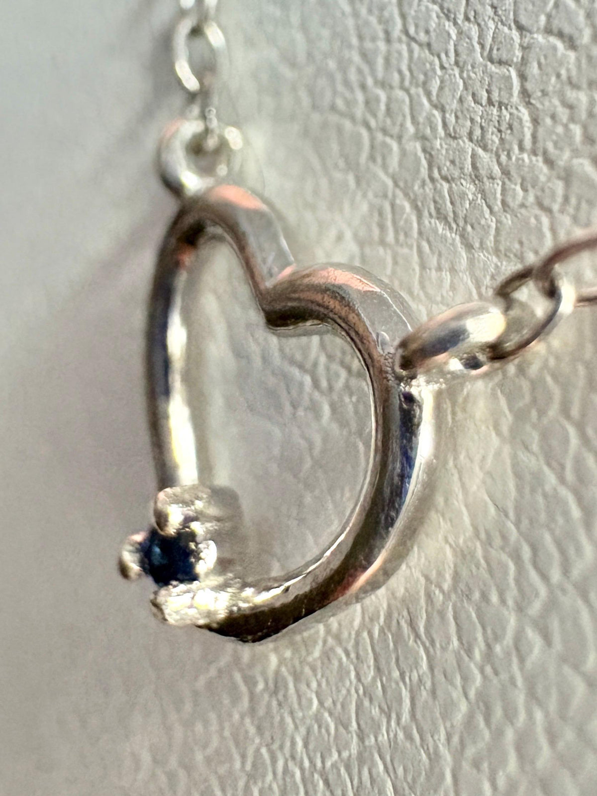 Sweet Tiny Natural Sapphire Accented Heart Necklace in Sterling Silver 18" - NewLifeJewelryVault