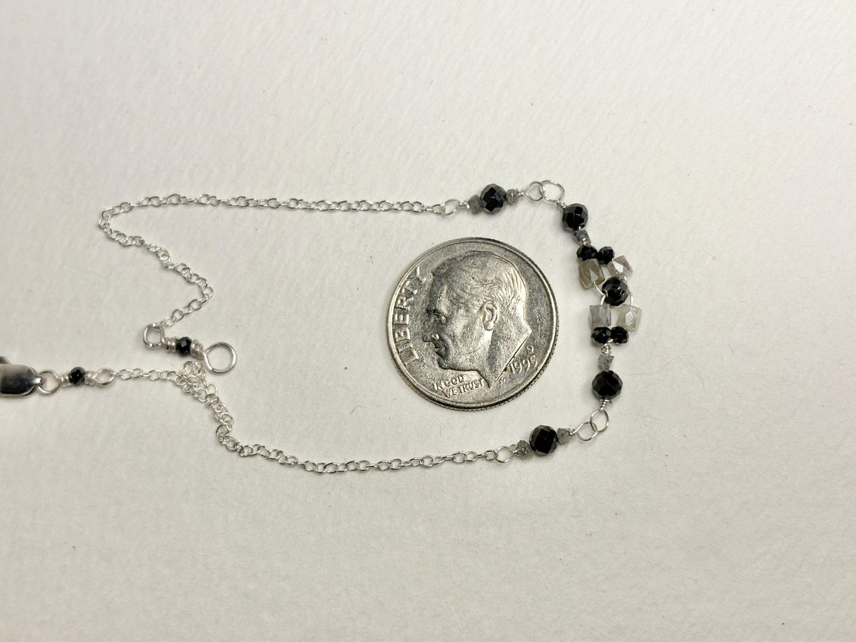 Natural Diamond Beaded Bracelet Sterling Silver Over 3ctw 8" - NewLifeJewelryVault